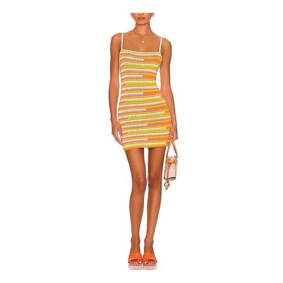 Camila Coelho 'Rhea' White Open Stitch Crochet Mini Dress Size S - NWT - Picture 1 of 5